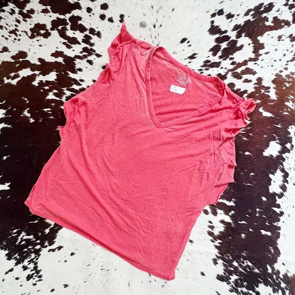 TIME & TRU Pink Wash Ruffle Sleeve Casual Tee - Picture 1 of 7